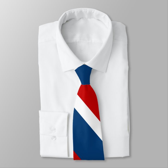 Red White and Blue Broad University Stripe Tie (Tied)