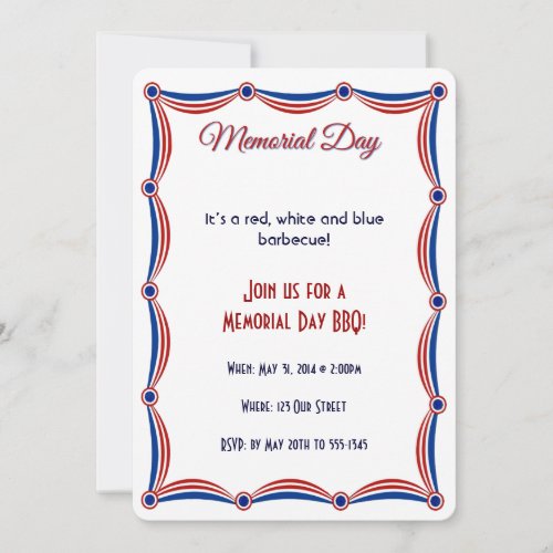 Red White and Blue Bunting Memorial Day Invitation