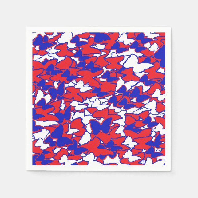 Red, white and Blue Butterfly plate for picnic Napkins (Front)