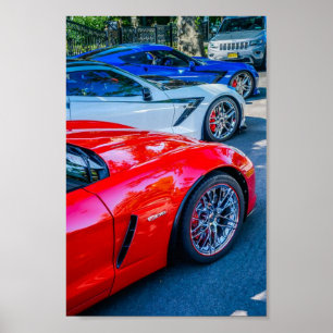 Red White and Blue C7 Chevrolet Corvette Poster