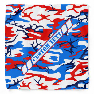 Red White and Blue Camo Bandana w/ Custom Text
