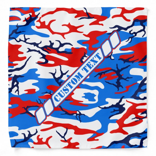 Red White and Blue Camo Bandana w/ Custom Text (Front)