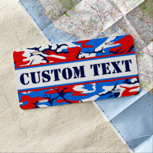 Red White and Blue Camo Custom License Plate