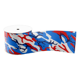 Red White and Blue Camo Grosgrain Ribbon