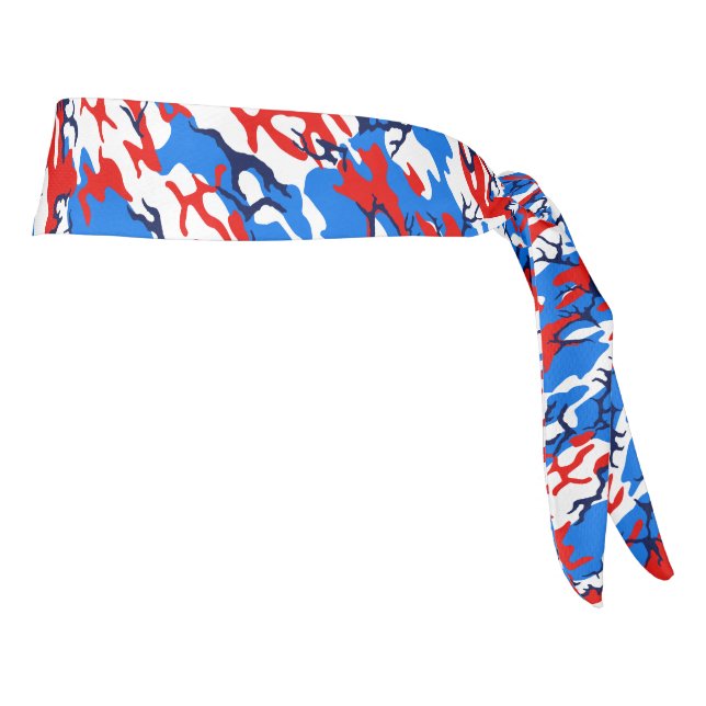 Red White and Blue Camo Head Wrap Tie Headband (Rotate 90)