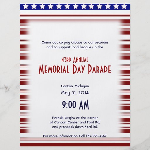 Red White and Blue Candystripe Memorial Day Flyer | Zazzle