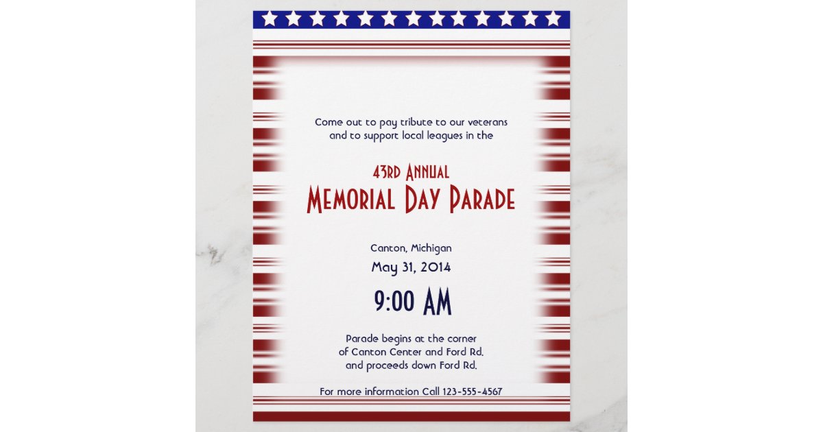Red White and Blue Candystripe Memorial Day Flyer | Zazzle
