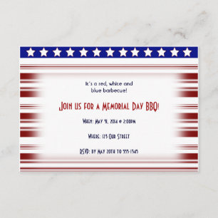 Red White and Blue Candystripe Memorial Day Invitation