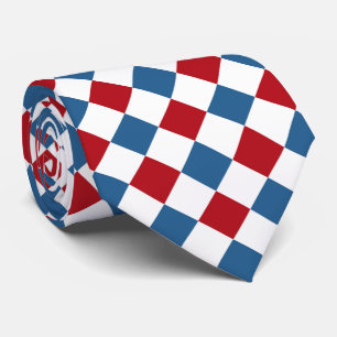 Red, White and Blue Checkerboard Neck Tie