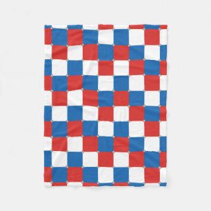 Red white and blue checkered pattern fleece blanket