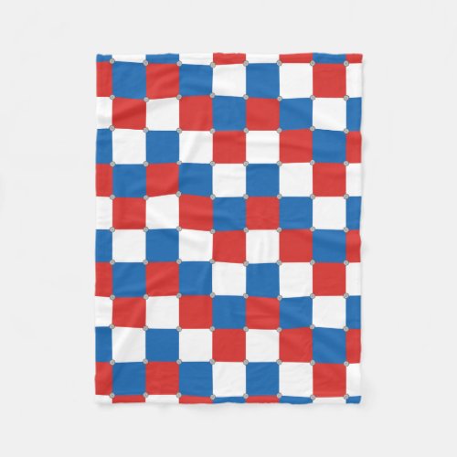 Red white and blue checkered pattern fleece blanket
