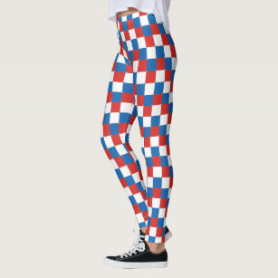 4th of July Red White & Blue Plaid Leggings - Designed By Squeaky