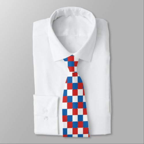 Red white and blue checkered seamless pattern neck tie