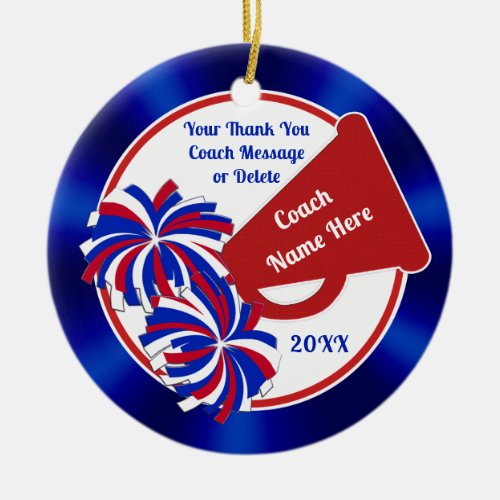 Red White and Blue Cheer Coach Gifts Cheer Coach Ceramic Ornament