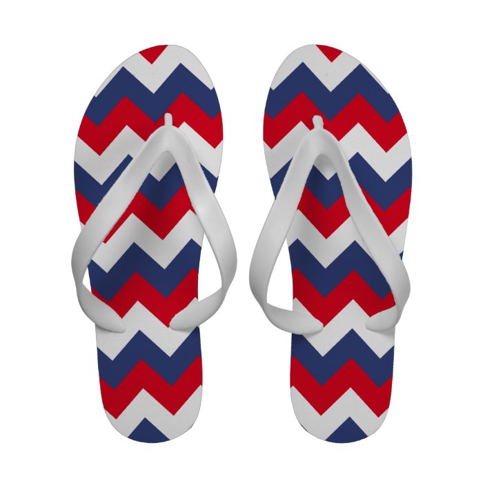 Red White and Blue Chevron Pattern Flip Flops