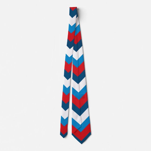 Red white and blue chevron pattern   neck tie (Back)