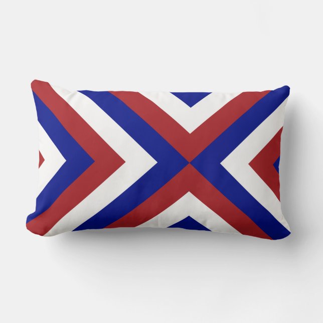 Red, White, and Blue Chevrons Lumbar Pillow (Front)