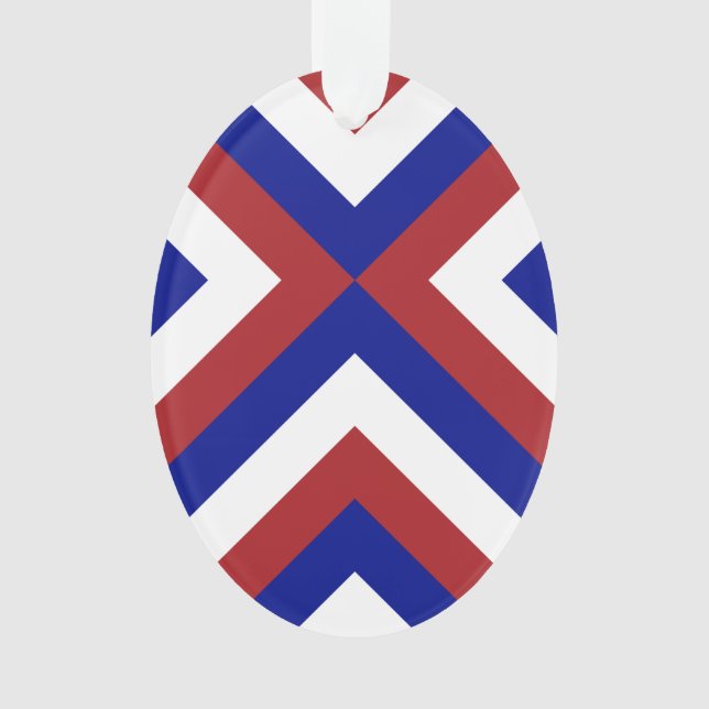 Red, White, and Blue Chevrons Ornament (Front)