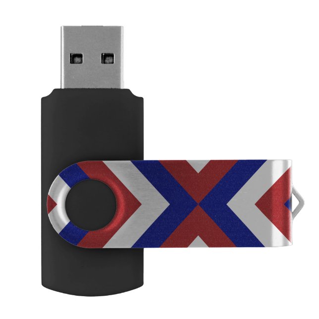 Red, White, and Blue Chevrons USB Flash Drive (Opened)