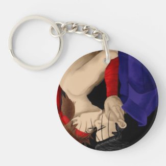 Red, White, and Blue circular keychain