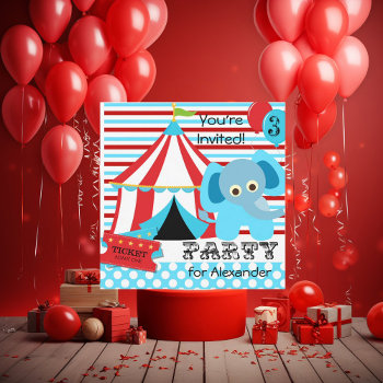 Red  White  And Blue Circus Birthday Invitations by kids_birthdays at Zazzle