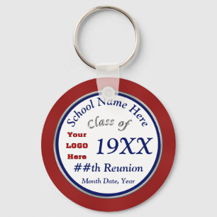 Red White and Blue Class Reunion Gifts Personalize Keychain