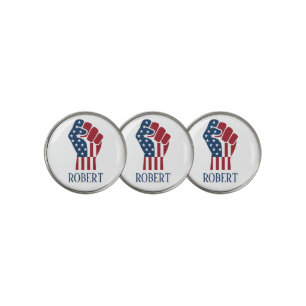 Red White and Blue Clinched Fist Golf Ball Marker
