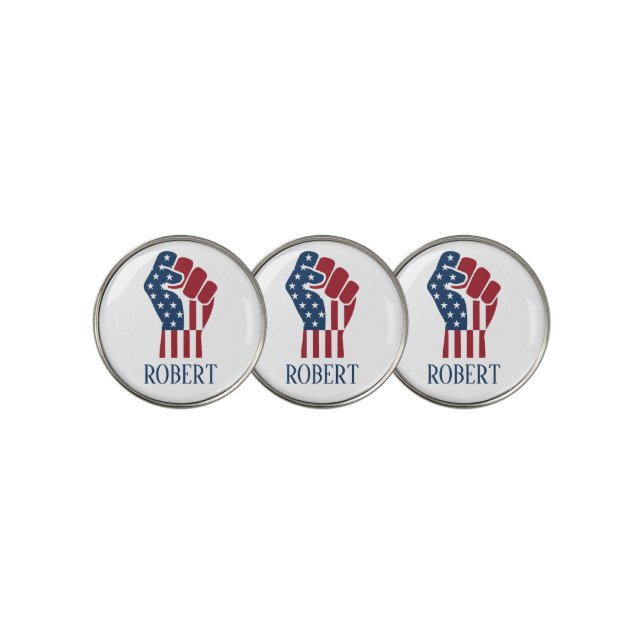Red White and Blue Clinched Fist Golf Ball Marker (3 Up)