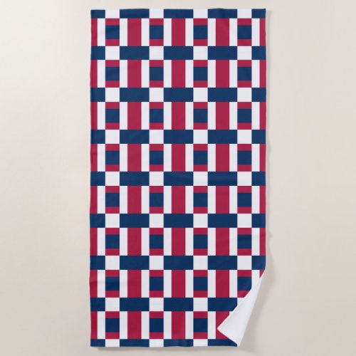Red White And Blue Color Block Print Beach Towel