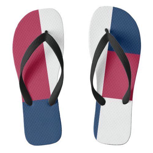 Red White And Blue Color Block Print Flip Flops