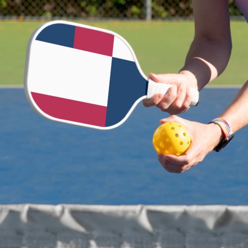 Red White And Blue Color Block Print Pickleball Paddle