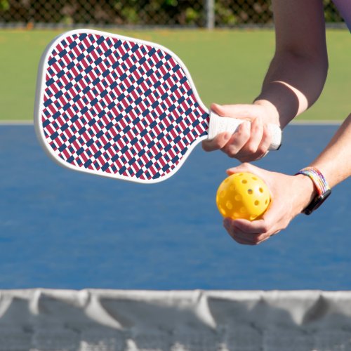 Red White And Blue Color Block Print Pickleball Paddle