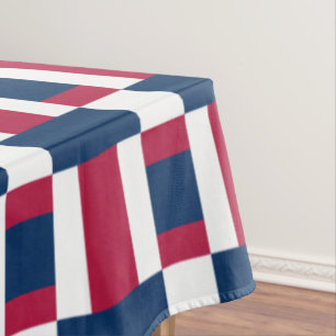 Red White And Blue Color Block Print Tablecloth