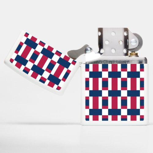 Red White And Blue Color Block Print Zippo Lighter