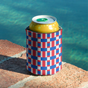 Red White And Blue Color Blocked Print Can Cooler