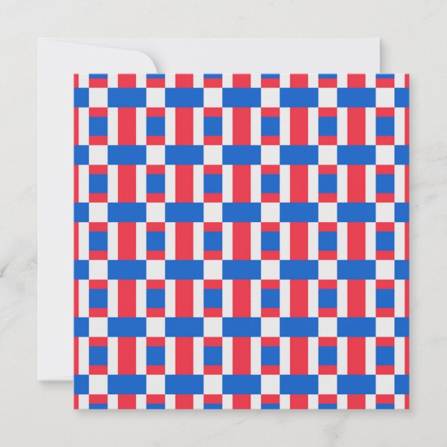 Red White And Blue Color Blocked Print  Holiday Card (Front)