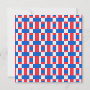 Red White And Blue Color Blocked Print  Holiday Card