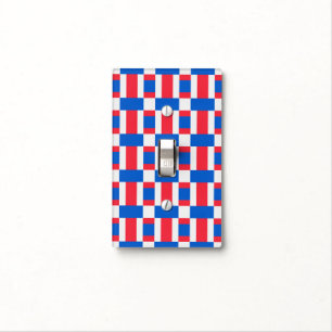 Red White And Blue Color Blocked Print Light Switch Cover