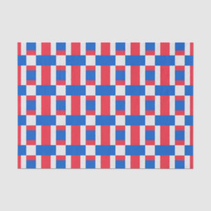 Red White And Blue Color Blocked Print Tissue Paper