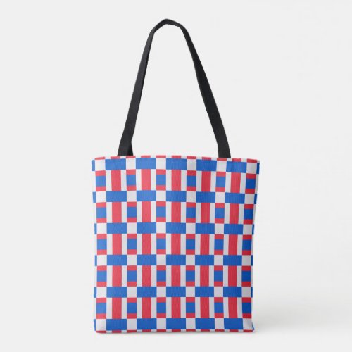 Red White And Blue Color Blocked Print  Tote Bag