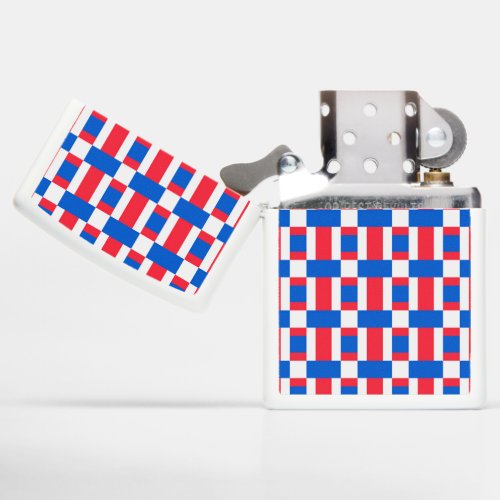 Red White And Blue Color Blocked Print Zippo Lighter