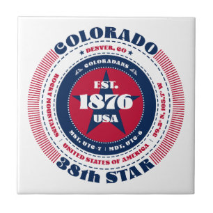 Red, White, and Blue Colorado Ceramic Tile