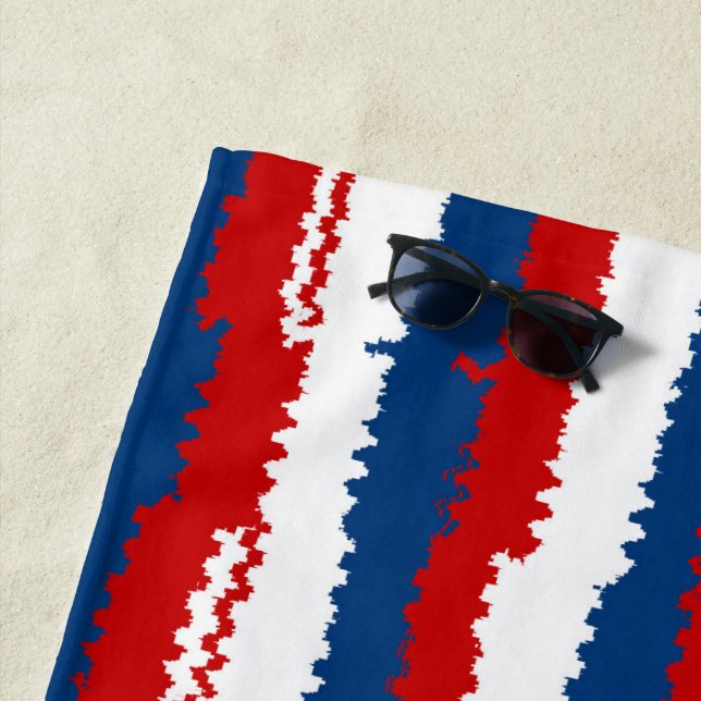 Red, White and Blue Cool Stripe Beach Towel (In Situ)