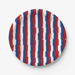 Red, White and Blue Cool Stripe Paper Plates
