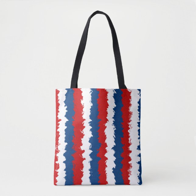 Red, White and Blue Cool Stripe Tote Bag (Front)