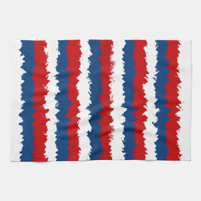 Red, White and Blue Cool Stripes Kitchen Towel (Horizontal)