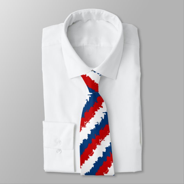 Red, White and Blue Cool Stripes Neck Tie (Tied)
