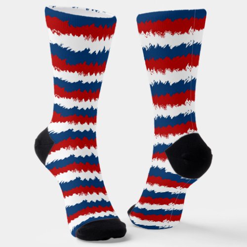 Red White and Blue Cool Stripes Socks