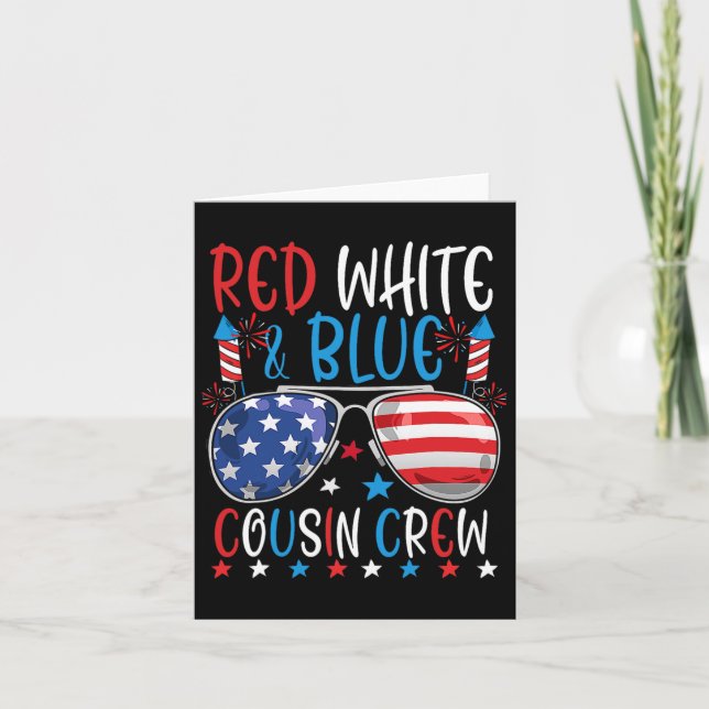 Red White And Blue Cousin Crew 4th Of July America Card (Front)