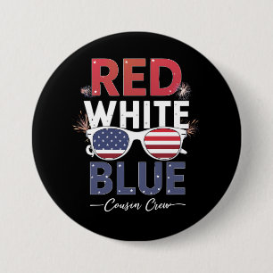 Red White And Blue Cousin Crew 4th Of July Button